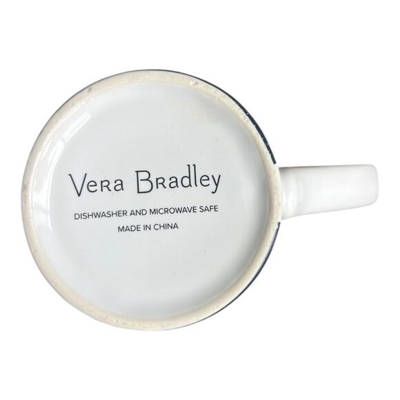 Vera Bradley Holiday Owls Ceramic 12oz Blue Coffee Cup Mug EUC - Picture 5 of 6